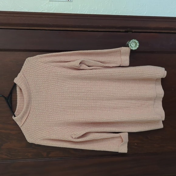 Lands' End Pink Knit Mock Neck Longer Length 3/4 Sleeve Sweater Size MP - Picture 1 of 6